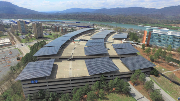 LightWave installed these solar parking canopies for client in Chattanooga, TN