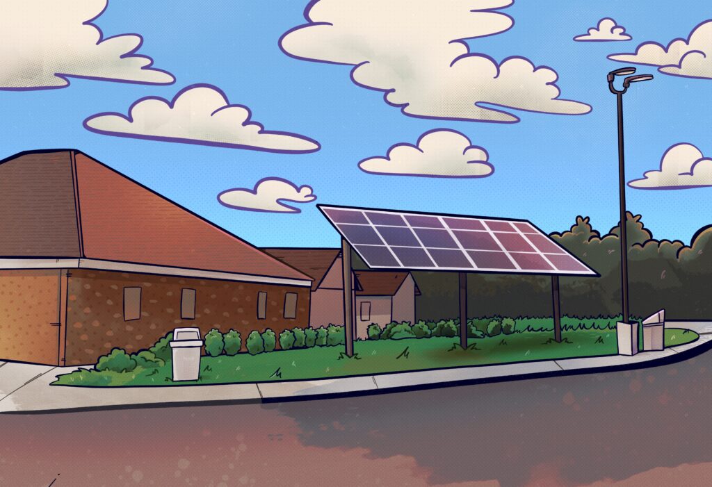 residential solar panel drawn art